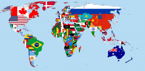 flag map of world