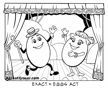 How to pronounce "exact" in American accent: "eggs act"